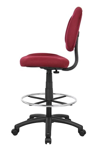Boss Office Products B1615-BY Ergonomic Works Drafting Chair Without Arms, Burgundy, Mid-Back - color: Burgundy, style: No Arms