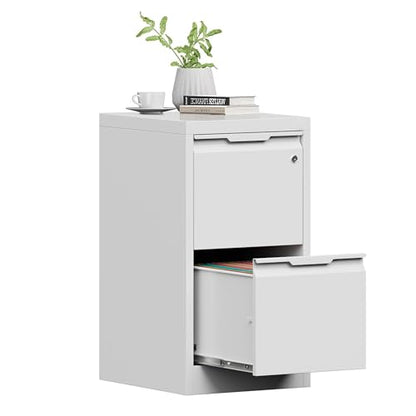 2 Drawer File Cabinet with Lock, Metal Vertical Small File Cabinet - color: White, size: 2 Drawer - Vertical