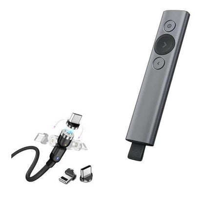 BoxWave Cable Compatible with Logitech Spotlight Presentation Remote - MagnetoSnap AllCharge Cable, Magnet Charging Cable USB Type-C Micro USB - Jet Black