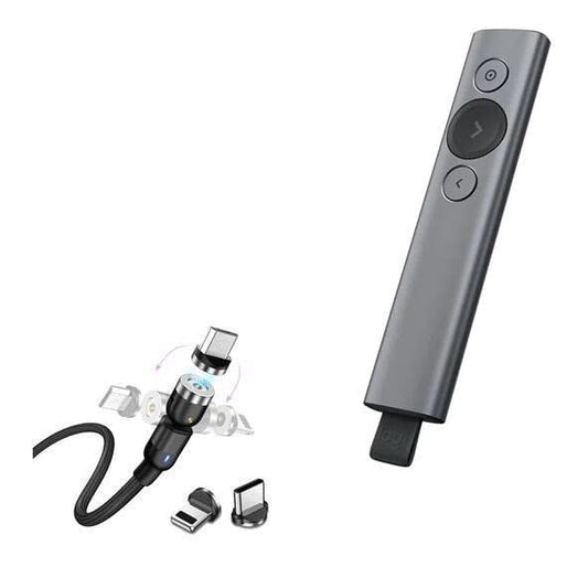 BoxWave Cable Compatible with Logitech Spotlight Presentation Remote - MagnetoSnap AllCharge Cable, Magnet Charging Cable USB Type-C Micro USB - Jet Black