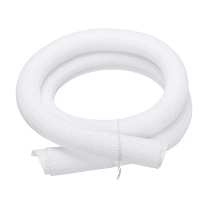 MECCANIXITY Split Sleeve Wire Loom 1-1/2" 5Ft White Self Wrapping Braided Sleeve UL94-V2 Fireproof PET Sleeving for Automotive, Home Cable Management - color: White, size: 1-1/2" x 5Ft