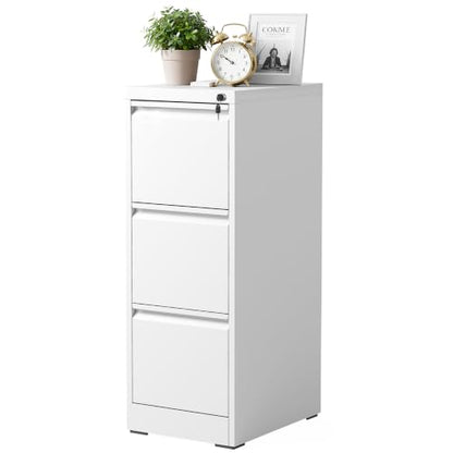 3 Drawer File Cabinet for Home Office, Vertical Filing Cabinet - color: White, size: 40.4"H - 3 Drawer