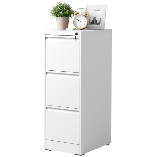 3 Drawer File Cabinet for Home Office, Vertical Filing Cabinet - color: White, size: 40.4"H - 3 Drawer