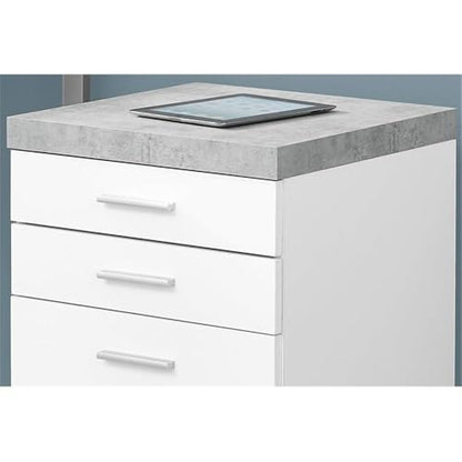 Monarch Specialties I 7051 File Cabinet, Rolling Mobile, Storage Drawers, Printer Stand, Office, Work, Laminate, Grey, White, Contemporary, Modern - color: White/Grey