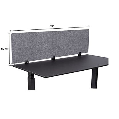 Stand Up Desk Store ReFocus Raw Clamp-On Acoustic Desk Divider Mounted Privacy Panel to Reduce Noise and Visual Distractions (Castle Gray, 59" x 16") - color: Castle Gray, size: 60" X 16"