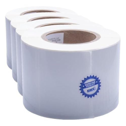 Kenco Premium 4" X 3" Roll-Fed Inkjet Labels. Compatible with Primera Color Label Printers and Many Other Printer Brands, Supplied on a 3" Core (High Gloss 4 Pack) - size: High Gloss 4 Pack