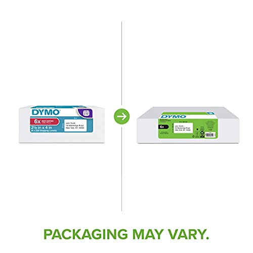 DYMO Authentic LW Standard Shipping Labels for LabelWriter Label Printers, White, 2-1/8" x 4", 6 Rolls of 220 (1320 Total) - size: 6 Rolls