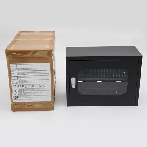 20-Device Cell Phone Charging Cabinet, Lockable Steel Charging Station - color: Black, size: 20-Device