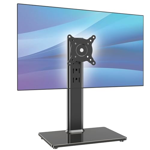 AX WABER Single Monitor Desk Stand Free-Standing Desk Mount Arm Riser for 13 inch to 32 inch Screen Freestanding VESA Mount Base, Adjustable Height, Tilt, Swivel, Rotation, Black AX05TB01 - size: Single monitor stand