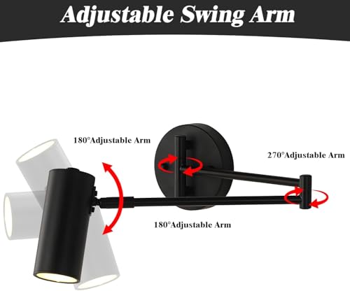 KCO Lighting Black Swing Arm Wall Sconce Farmhouse Adjustable Wall Lamp Industrial Wall Mounted Reading Light Modern Long Swing Arm Wall Lamp - color: Black-1