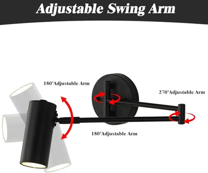 KCO Lighting Black Swing Arm Wall Sconce Farmhouse Adjustable Wall Lamp Industrial Wall Mounted Reading Light Modern Long Swing Arm Wall Lamp - color: Black-1