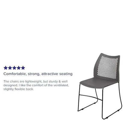 Flash Furniture Hercules Stack Chair with Air-Vent Back, Gray | Sled Base, Powder Coated, 661 LBS. Weight Capacity - color: Grey, size: Set of 1