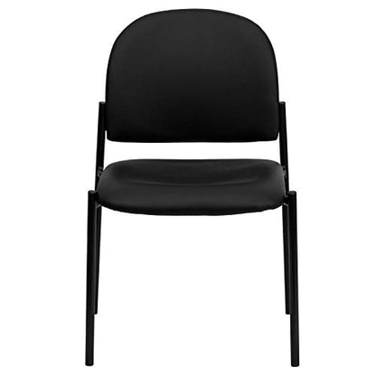 EMMA + OLIVER Black Vinyl Stackable Steel Side Reception Chair - color: Black Vinyl