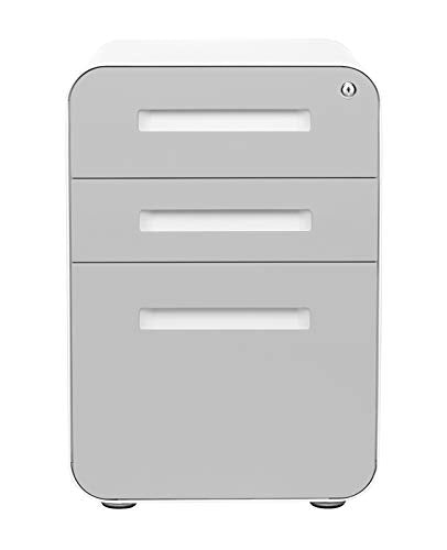 Laura Davidson Furniture Stockpile 3 Drawer File Cabinet with Lock - Under Office Desk Metal Filing Cabinet, Legal/Letter File Folders, Wheels and Stationary Feet, Pre-Assembled, Light Grey Faceplate - color: Light Grey Faceplate