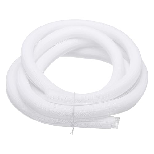 MECCANIXITY Split Sleeve Wire Loom 1-1/8" 10Ft White Self Wrapping Braided Sleeve UL94-V2 Fireproof PET Sleeving for Automotive, Home Cable Management - color: White, size: 1-1/8" x 10Ft