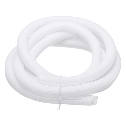 MECCANIXITY Split Sleeve Wire Loom 1-1/8" 10Ft White Self Wrapping Braided Sleeve UL94-V2 Fireproof PET Sleeving for Automotive, Home Cable Management - color: White, size: 1-1/8" x 10Ft