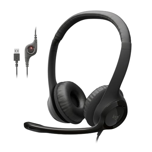 Logitech H390 Wired Headset PC/Laptop Stereo Headphones, USB-A, Black - style: USB-A