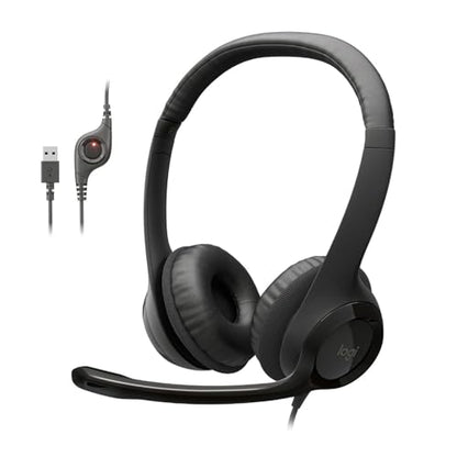 Logitech H390 Wired Headset PC/Laptop Stereo Headphones, USB-A, Black - style: USB-A