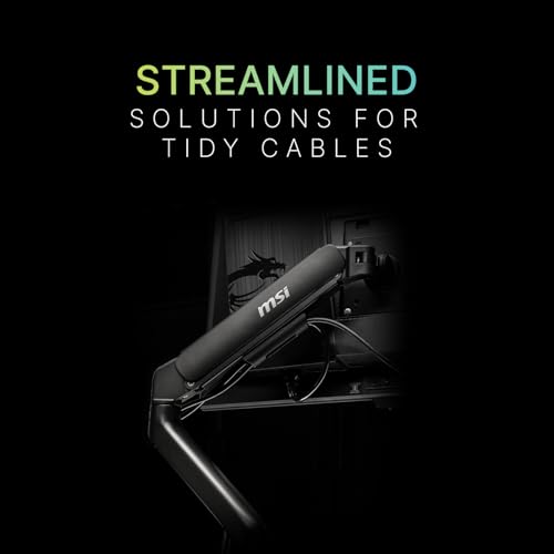 MSI MAG MT101G - Gas Spring Single Monitor Stand Arm, Supports 17-32" and 22 lbs, VESA Compatible, Adjustable Gas Spring Mount, Clamp & Grommet, Quick Release Plate – Black - color: Black