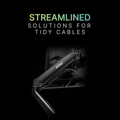 MSI MAG MT101G - Gas Spring Single Monitor Stand Arm, Supports 17-32" and 22 lbs, VESA Compatible, Adjustable Gas Spring Mount, Clamp & Grommet, Quick Release Plate – Black - color: Black