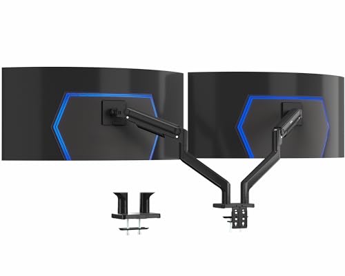 VIVO Heavy Duty Dual Ultra-Wide Monitor Tension Arm, Up to 45 inch Screens, Holds 44 lbs per Arm, Premium Desk Mount Monitor Stand for 2 Ultrawides, Black, STAND-V200V - color: Black, size: up to 45"