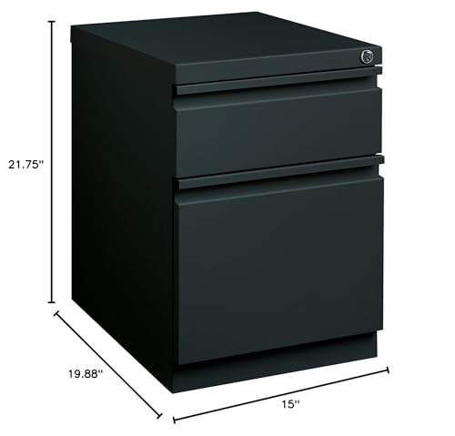 Hirsh 20-in Deep Mobile Pedestal File 2-Drawer Box/File Full Width Pull Charcoal - color: Dark Coal