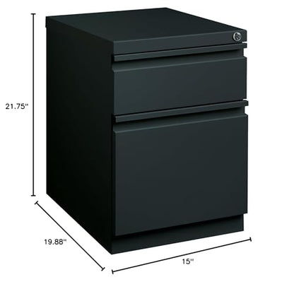 Hirsh 20-in Deep Mobile Pedestal File 2-Drawer Box/File Full Width Pull Charcoal - color: Dark Coal