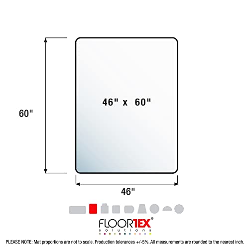 Cleartex Floortex Megamat Extra Thick 46-inch x 60-inch Rectangular Chair Mat for Hard Floors & Carpets, Polycarbonate (FCM121525ER) - size: 46" x 60"