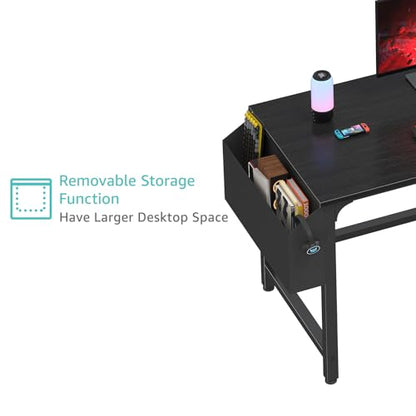 Lufeiya Computer Desk with File Drawers Cabinet, 47 Inch Reversible Home Office Desks with Filing Cabinet for Small Space, Gaming Study Writing Table PC Desks, Black - color: Black, size: 46.6"