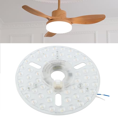 Ceiling Fan LED Light Replacement Disc 24W 6.3 in 120V 3CCT | Hardwired dimmable ceiling fan LED replacement panel with 3 CCT 3000K 4000K 5000K and anti-glare PC diffuser - size: 6.29 inch