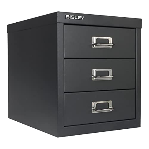 Bisley 3-Drawer Steel MultiDrawer Cabinet - Anthracite Grey - color: Anthracite Grey, size: 3 Drawer
