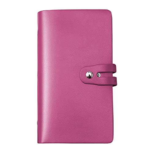 RFID Credit Card Holder, Leather Business Card Organizer with 96 Card Slots, Credit Card Case for Managing Your Different Cards and Important Documents to Prevent Loss or Damage (Rose Red) - color: Rose Red
