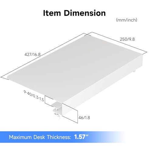 Suptek 17-Inch Clamp-On Corner Desk Connector Platform for Mounting Under-Desk Keyboard Trays on L-Shaped Desks, White, DESKEX01W - color: White