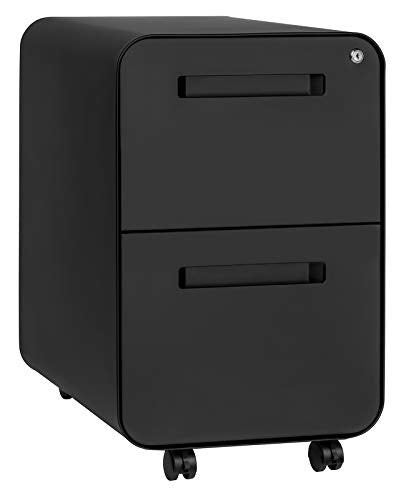 Laura Davidson Furniture Stockpile 2 Drawer Mobile File Cabinet with Lock - Under Desk Metal Filing Cabinet, Legal/Letter File Folders, Wheels and Stationary Feet, Pre-Assembled, Black - color: Black