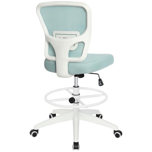 HYLONE Drafting Chair Adjustable Height Tall Office Chairs Standing Desk Chair Rolling Stool Chair Armless Office Drafting Chair Blue - color: Blue
