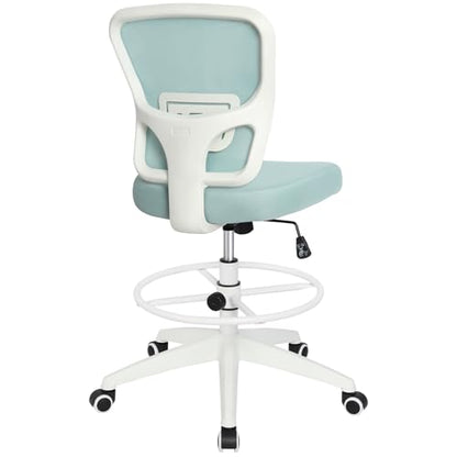 HYLONE Drafting Chair Adjustable Height Tall Office Chairs Standing Desk Chair Rolling Stool Chair Armless Office Drafting Chair Blue - color: Blue