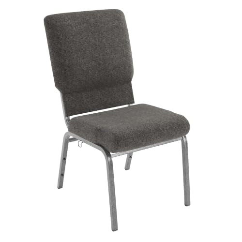Flash Furniture Advantage Charcoal Gray Church Chair 18.5 in. Wide | Durable Construction, Commercial Use - color: Charcoal Gray Fabric/Silver Vein Frame