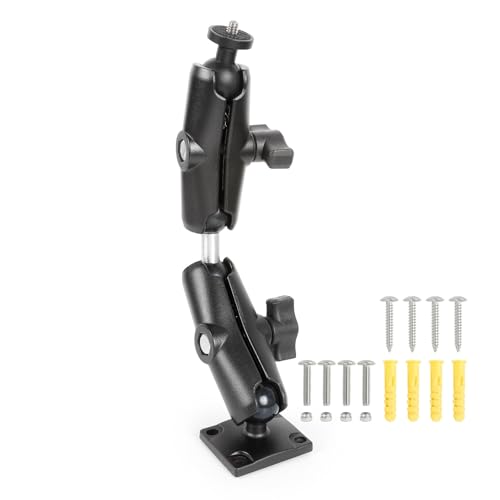 Heavy-Duty Camera Wall Mount with Dual Arms – 1/4"-20 Thread Post, Aluminum Alloy Material, 4 Points of 360° Adjustment, Compatible with DSLR, CCTV, Video Wall Monitors - style: w Two 3.54" Arms