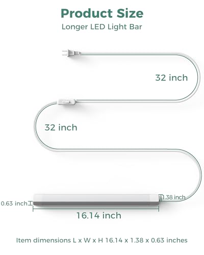 ASOKO 16" Under Cabinet LED Lights Plug in Workbench Light - color: Cool White, size: 16 Inch 1-Bar 1-Pack