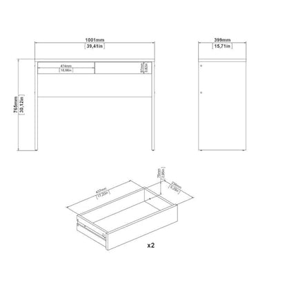 Furnifact Brown Wood Desk with Drawers, Writing Desk with Drawers for Home Office, Elegant Computer Study Table for Bedroom or Work from Home
