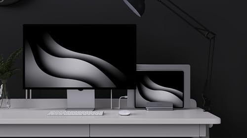JOKItech Dual Aluminum Vertical Laptop Stand Organizer, Sturdy Notebook Computer Holder Stand Compatible with New Liquid Retina XDR Apple MacBook Air/Pro/Neo, Mac mini, Apple TV & iPad Pro - Spacegray - color: SpaceGrey