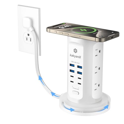 Power Strip Tower, kakyanill Charging Station 9 AC Outlets 8 USB Ports - color: White, size: 24W