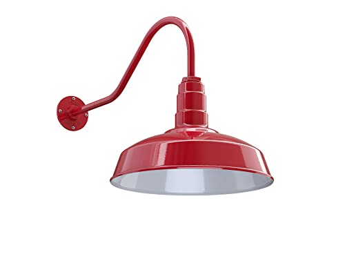 23" Gooseneck Barn Light Outdoor | Farmhouse Exterior Wall Light | Red - color: Red, size: 23" Gooseneck