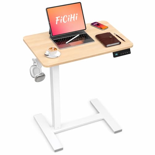 FiCiHi 24"x 16" Electric Standing Desk, Mobile Sit Stand Up Desk, Maple - color: Maple, size: 24" x 16"