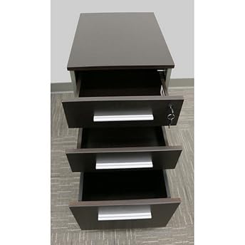 NBF File Cabinet 3 Drawer Mobile Laminate Storage Pedestal, Espresso - color: Brown