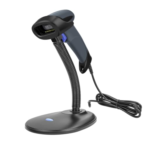 NETUM 2D Barcode Scanner with Stand, Wired QR Code Reader - M5S | Plug and Play, Automatic Imager Barcode Reader, Handheld Scanner Gun with USB Cable for Laptops, Computers, Cashier, POS - size: 2D -M5S