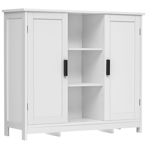 Iwell Storage Cabinet with 2 Doors and 4 Storage Shelves, Buffet Cabinet, Bathroom Cabinet for Living Room, Entryway, Home Office, White - color: White