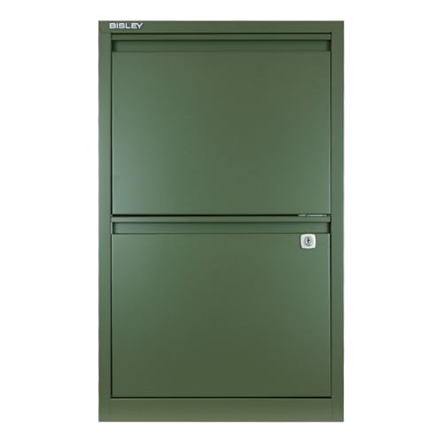 Bisley 2-Drawer Flush Front Vertical File Cabinet - Olive Green - color: Olive Green, size: 2 Drawer