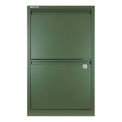 Bisley 2-Drawer Flush Front Vertical File Cabinet - Olive Green - color: Olive Green, size: 2 Drawer