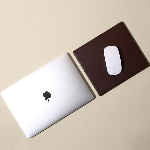 Leathology Classic Mouse Pad - Full Grain Leather - Brown | Desk Pad with Microsuede Bottom – Ergonomic, Durable & Stylish Workspace Accessory - color: Brown, size: 9.1" x 8.2"